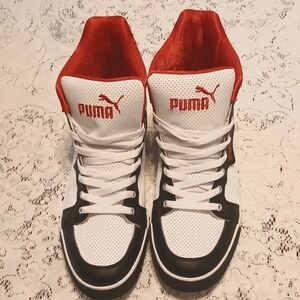 Puma Red and White High-Top Sneakers Classic Design Sz.10.5